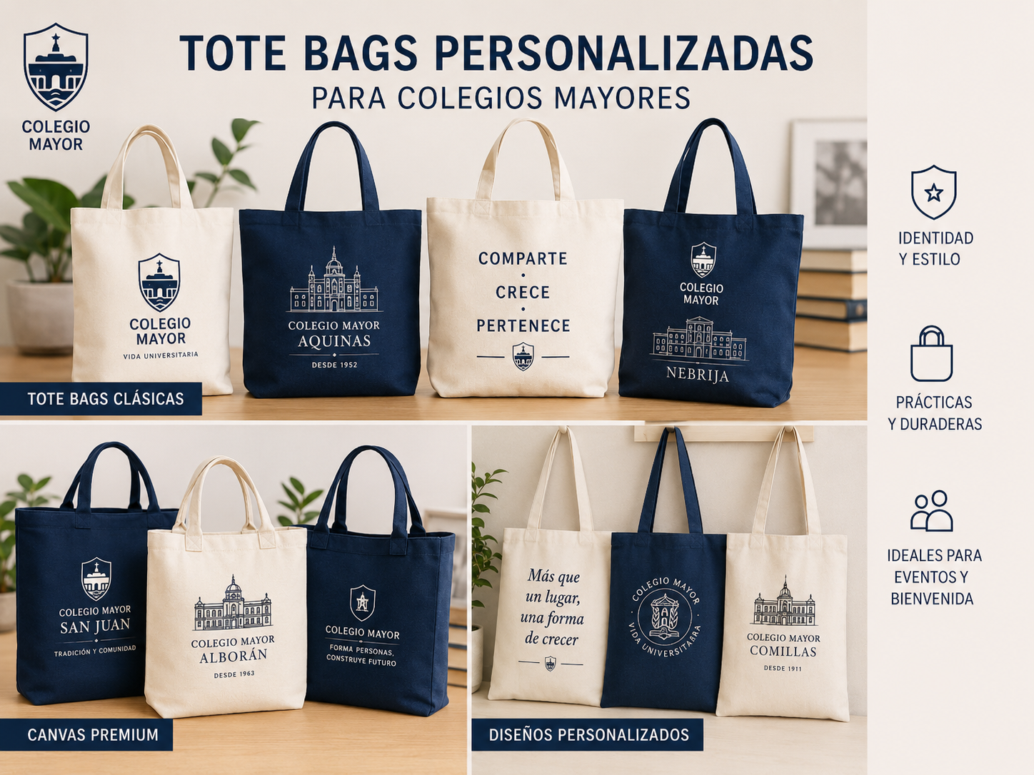 Tote bags personalizadas para grupos, eventos y colegios mayores